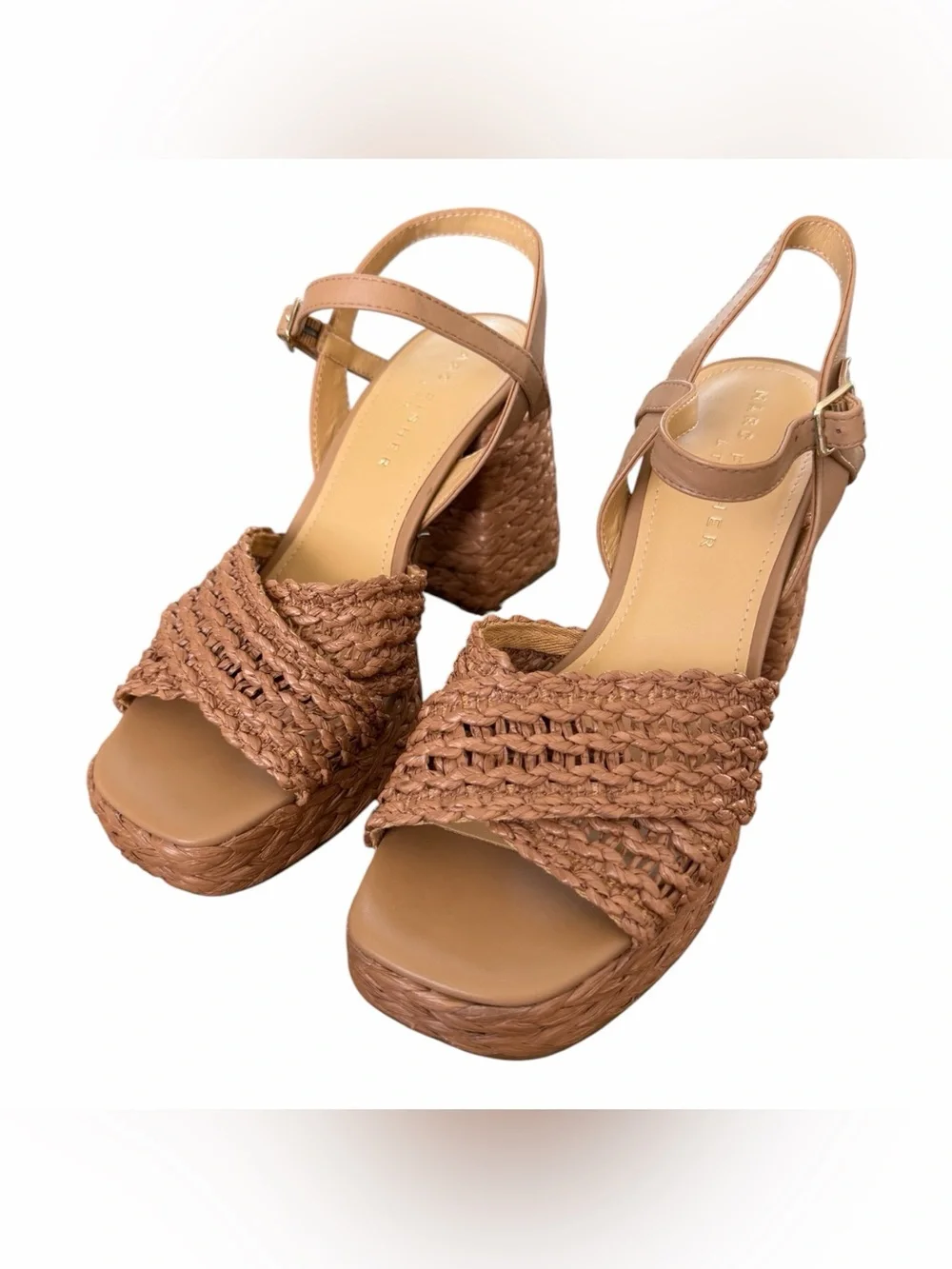 Marc Fisher Braided Platform Slingback Sandals - Brown